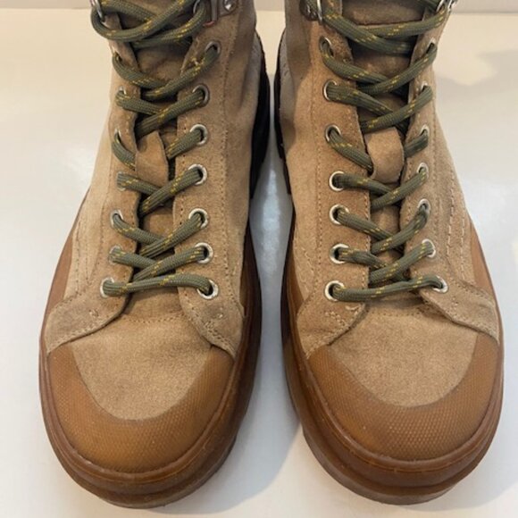 Zara Suede Military/ combat Style boots Beige Size 38 (7.5) - Picture 3 of 14